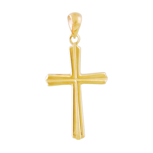 Pendant 25x15mm cross with groove in cross beam 9Kt GOLD
