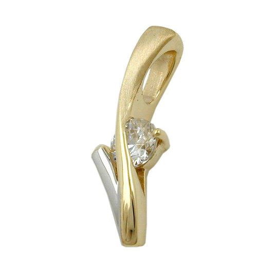 Pendant 19x6mm bicolor rhodium-plated with zirconia 9Kt GOLD