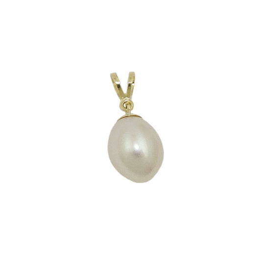 Pendant approx. 10mm x 8.5mm freshwater cultured pearl oval 9Kt GOLD