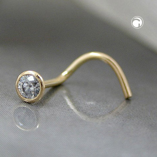 Nose stud 2.5mm with white zirconia 18Kt GOLD