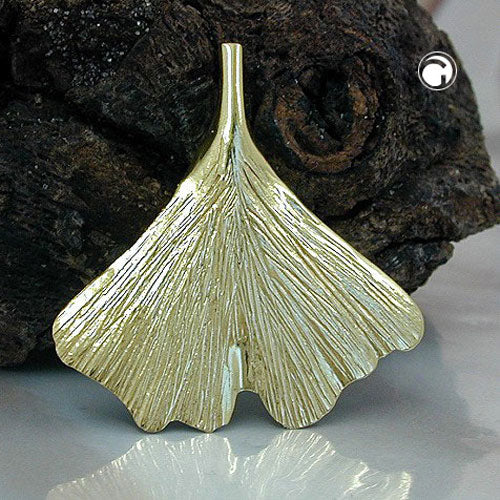 Pendant 23x24mm ginkgo leaf shiny 9Kt GOLD