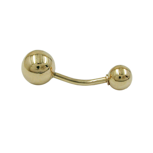 Belly button piercing Banana 21x7mm large ball and ball shiny 14Kt GOLD