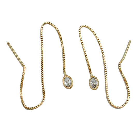 Pull-through earring 93x3mm Venetian chain with zirconia 9Kt GOLD