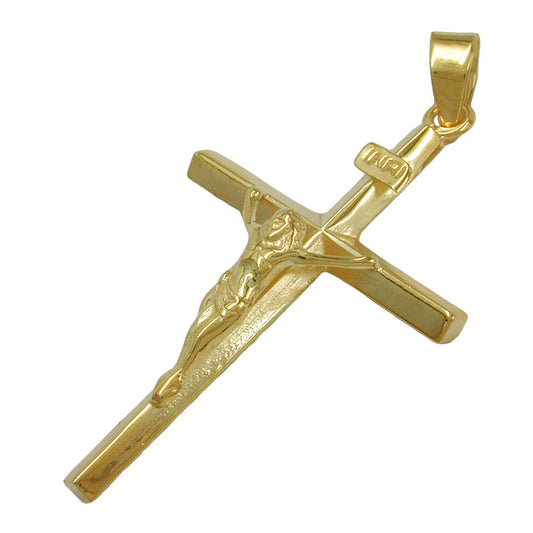 Pendant 30x18mm cross with Jesus 9Kt GOLD