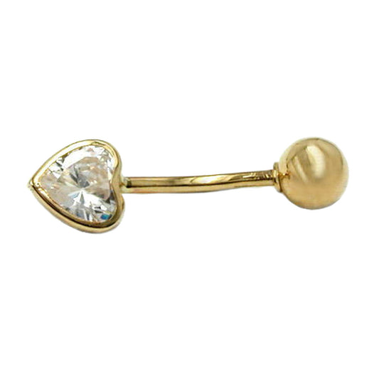 Belly button piercing Banana 20x6mm Zirconia Heart 14Kt GOLD