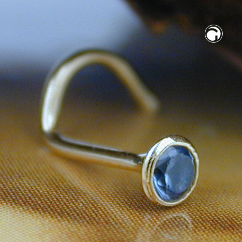 Nose stud 2.5mm synthetic aquamarine 18K GOLD