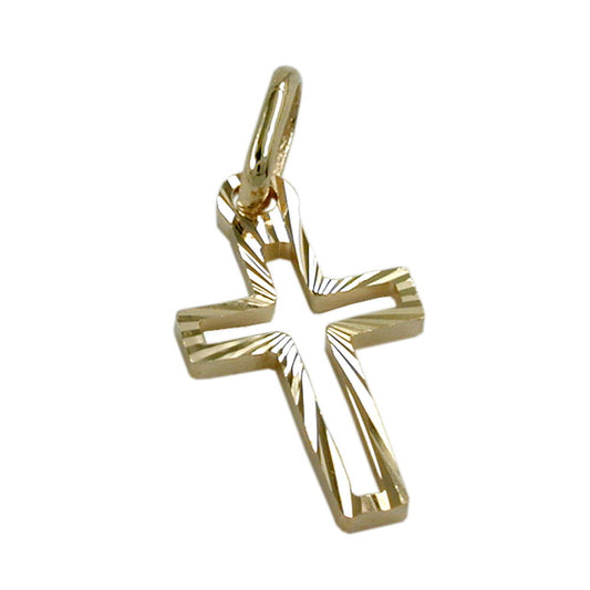 Pendant 16x9mm cross diamond-cut 14Kt GOLD