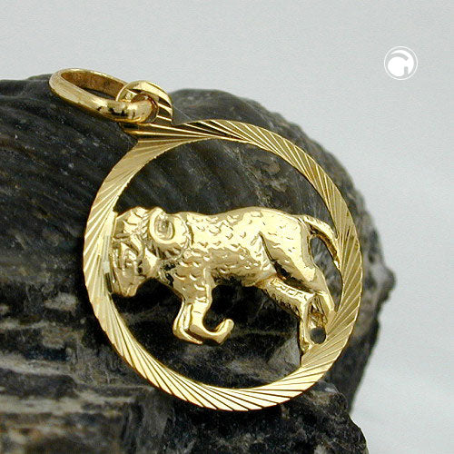 Pendant 15mm Zodiac Sign Aries 9Kt GOLD