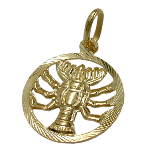 Pendant 15mm Zodiac Sign Cancer 9Kt GOLD