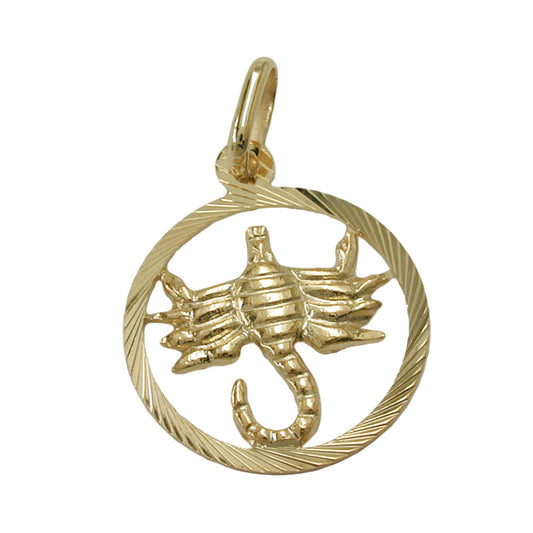 Pendant 15mm Zodiac Sign Scorpio 9Kt GOLD