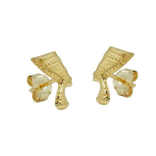 Ear stud earring 10x6mm Nefertiti shiny 9Kt GOLD