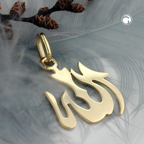 Pendant 18x15mm Allah shiny 14Kt GOLD