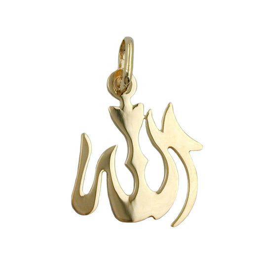 Pendant 18x15mm Allah shiny 14Kt GOLD
