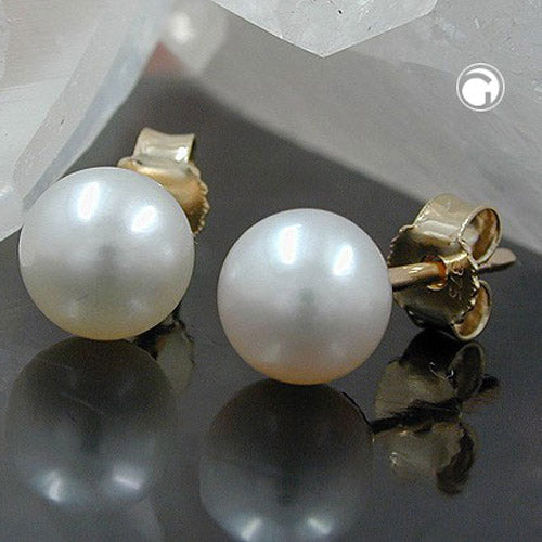 Stud earring approx. 6mm freshwater cultured pearl 9Kt GOLD