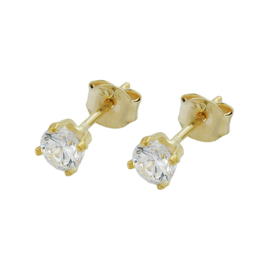 Stud earrings 4mm zirconia 9Kt GOLD
