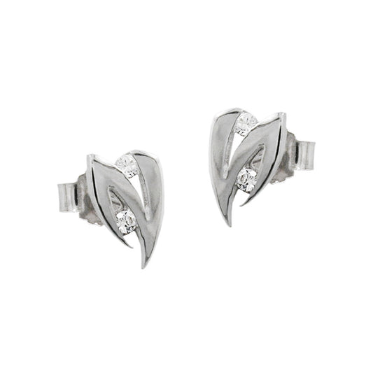 Stud earrings 8x5mm zirconia 14Kt white gold