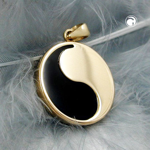 Yin Yang pendant 16mm with onyx 9Kt GOLD