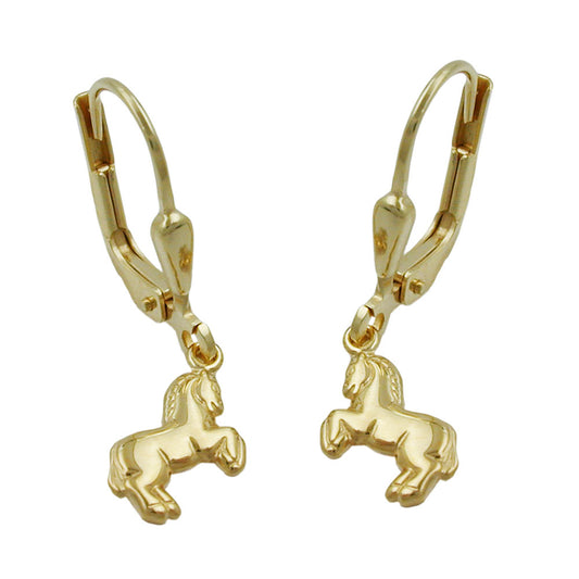 Ear clip earrings 25x7mm horse 9Kt GOLD