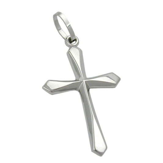 Pendant 23x14mm cross shiny 9Kt white gold