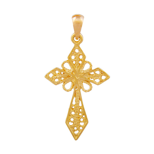 Pendant 27x16mm cross filigree shiny 9Kt GOLD