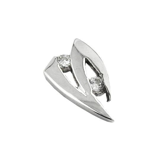 Pendant 10x6mm with zirconias 9Kt white gold