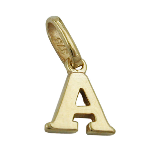 Pendant 8x6.5mm letter A shiny 9Kt GOLD