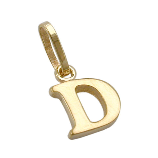 Pendant 8x6mm letter D shiny 9Kt GOLD
