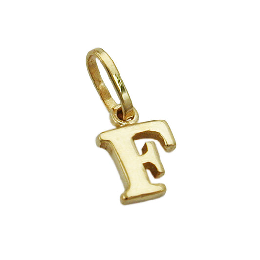Pendant 8x5.5mm letter F shiny 9Kt GOLD