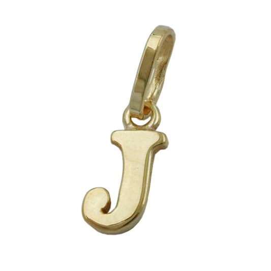 Pendant 8x4mm letter J shiny 9Kt GOLD