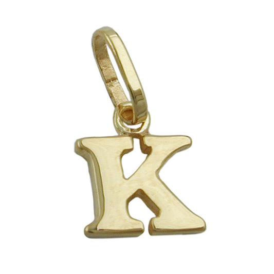Pendant 8x7mm letter K shiny 9Kt GOLD