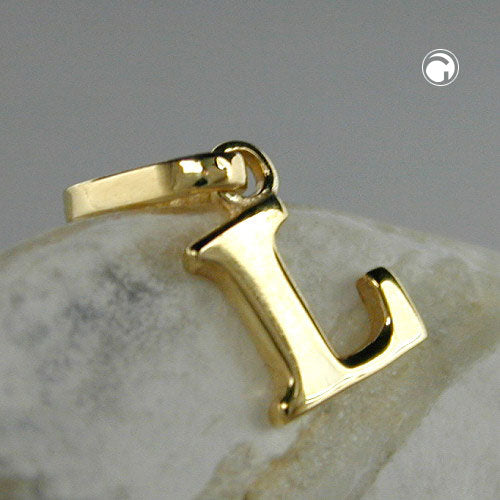 Pendant 7x5mm letter L shiny 9Kt GOLD