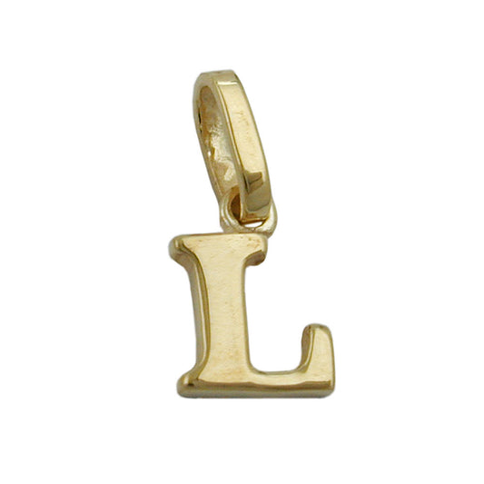 Pendant 7x5mm letter L shiny 9Kt GOLD