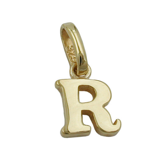 Pendant 8x6mm letter R shiny 9Kt GOLD