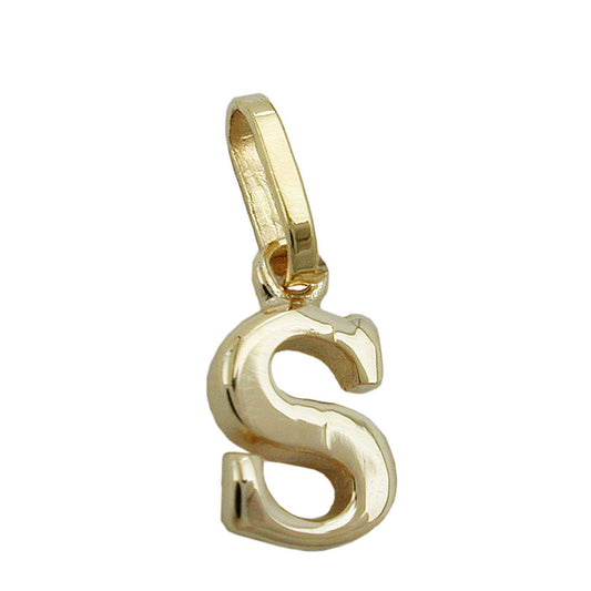 Pendant 8x5mm letter S shiny 9Kt GOLD