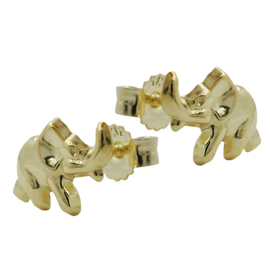 Stud earring 7x10mm elephant shiny 9Kt GOLD