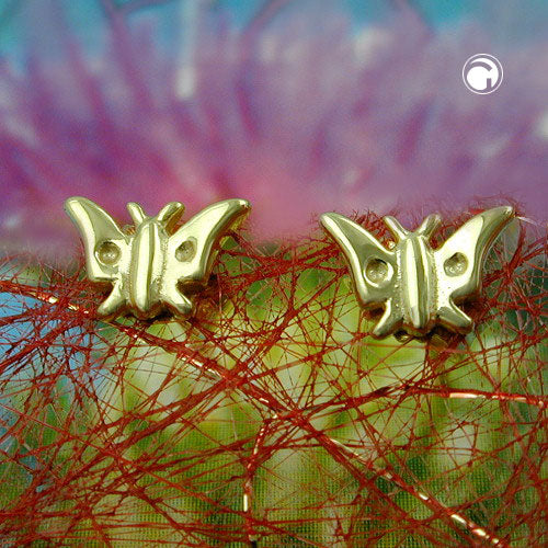 Stud earring 5x7mm butterfly shiny 9Kt GOLD