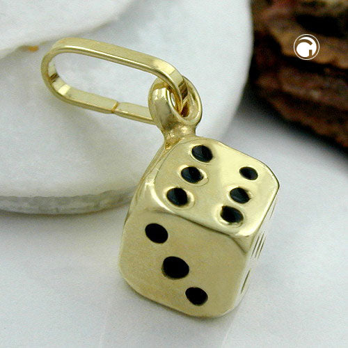 Pendant 5x5mm cube shiny 9Kt GOLD
