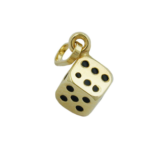 Pendant 5x5mm cube shiny 9Kt GOLD