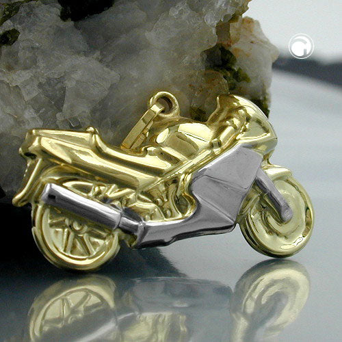 Pendant 28mm motorcycle bicolor 9Kt GOLD