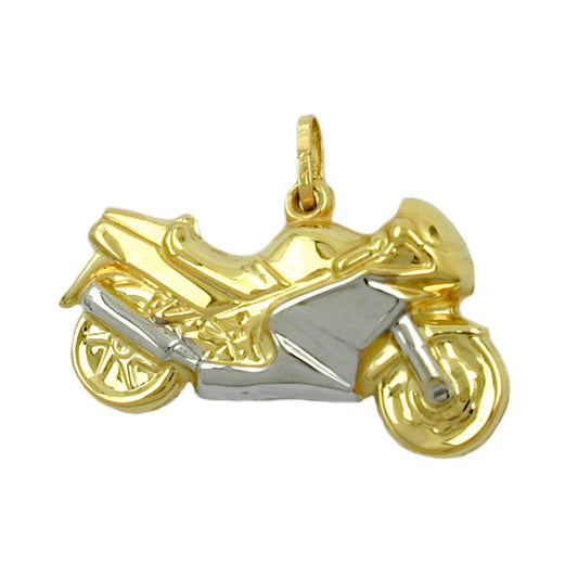 Pendant 28mm motorcycle bicolor 9Kt GOLD