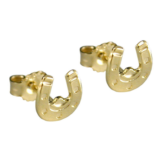 Stud earring 6x6mm horseshoe shiny 9Kt GOLD