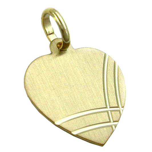 Pendant 14x13mm heart engraving pendant matt diamond-cut 9Kt GOLD