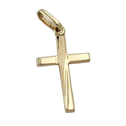 Pendant 22x13mm cross matt-glossy 9Kt GOLD