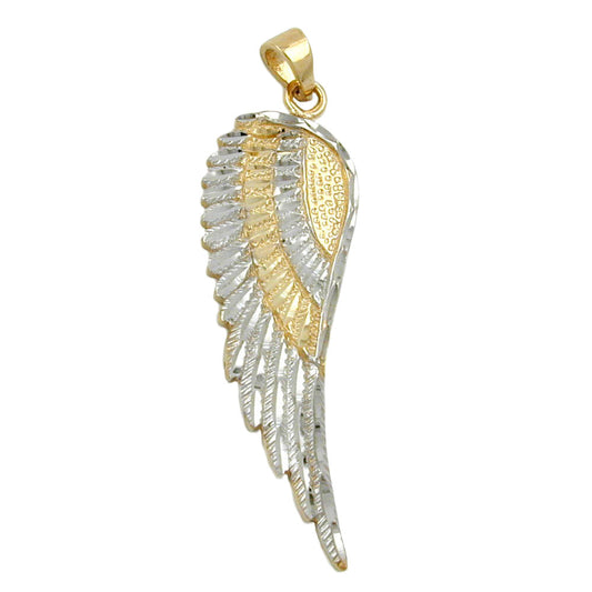 Pendant 36x13mm angel wing bicolor 9Kt GOLD