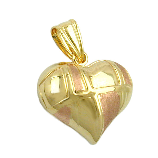 Pendant 15x16mm heart bicolor with red gold 9Kt GOLD
