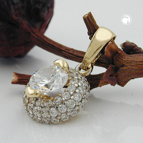 Pendant 9mm with many zirconias 9Kt GOLD
