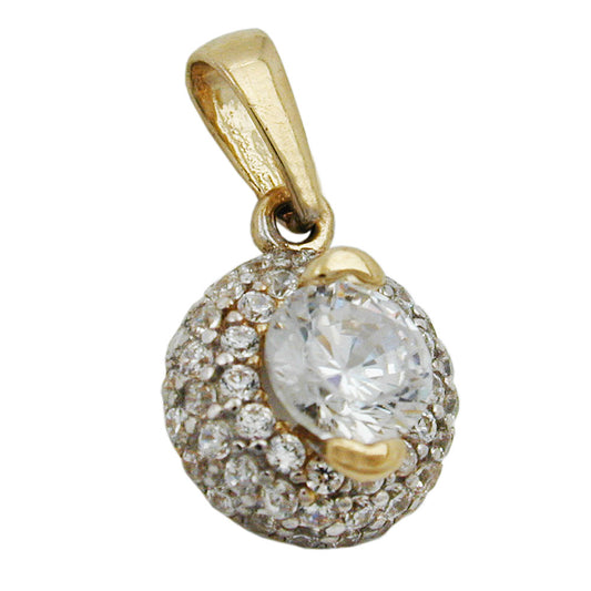 Pendant 9mm with many zirconias 9Kt GOLD
