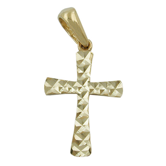Pendant 15x11mm cross diamond-cut 9Kt GOLD