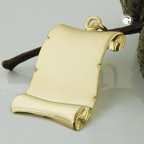 Pendant document roll 22x17mm matt shiny 9Kt GOLD