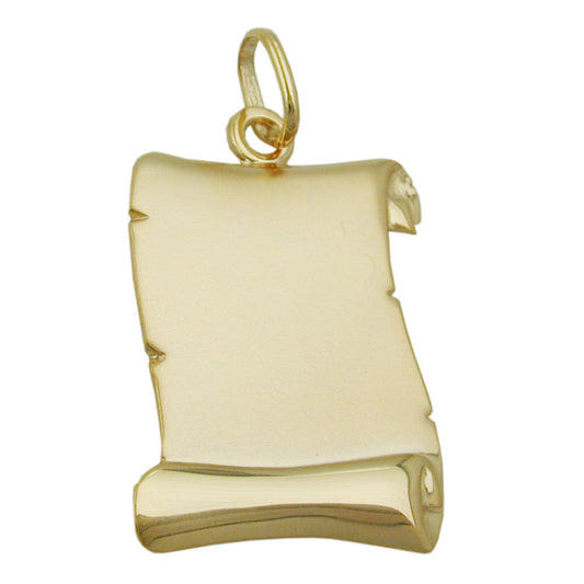 Pendant document roll 22x17mm matt shiny 9Kt GOLD